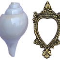 Centorganic Blowing Shankh for Pooja Original Conch Shell with Brass Stand (6.5 Inch, Big)