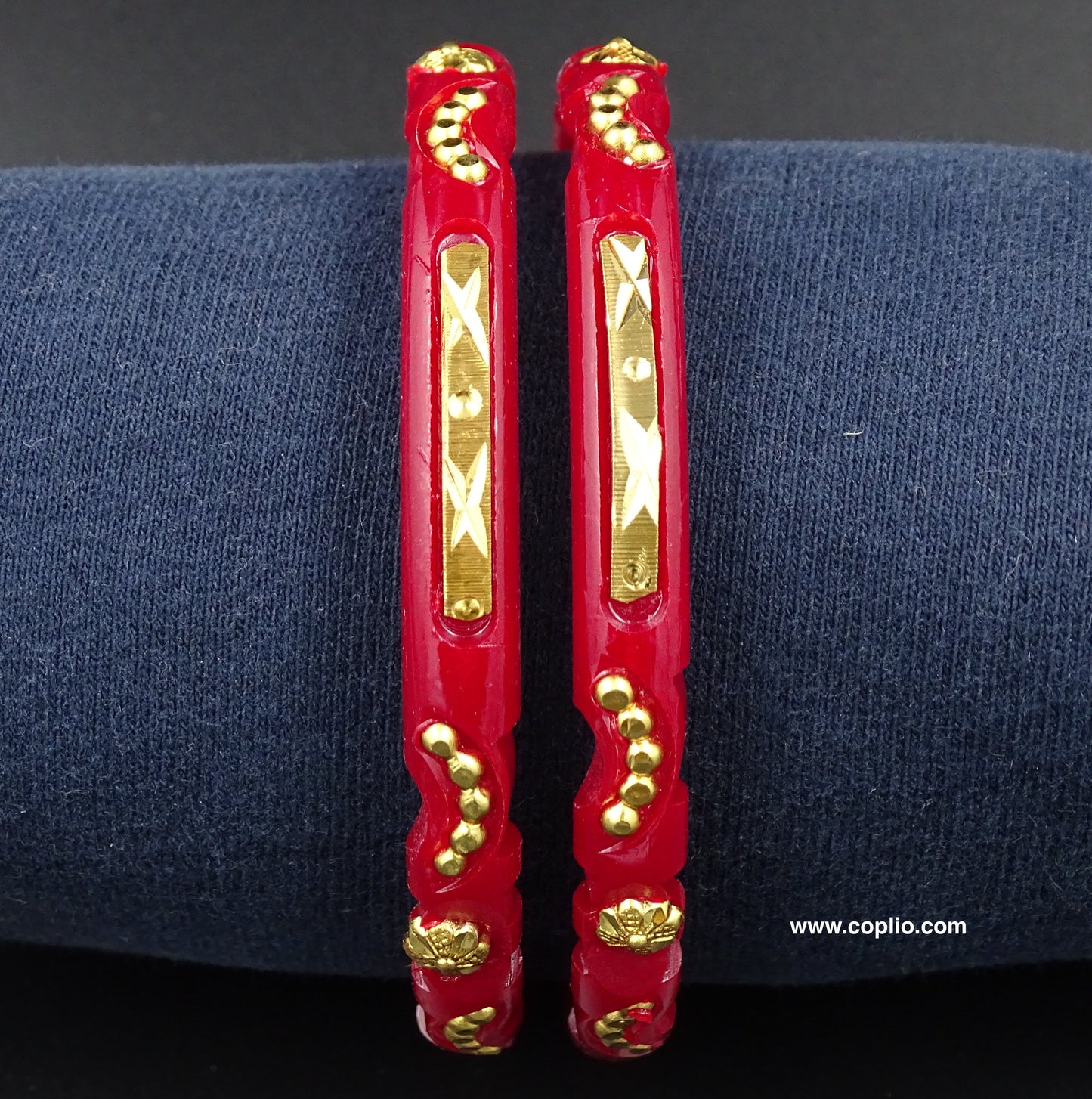 Red Pola Bangle, Gold Plated, Design: 8MM1S