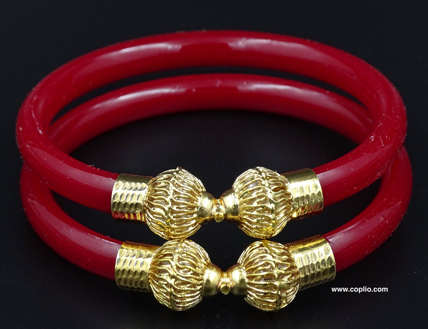 Gold Plated Mukh Red Pola Bangle.( Design Code: MP101 )