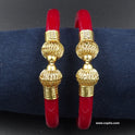 Gold Plated Mukh Red Pola Bangle.( Design Code: MP101 )
