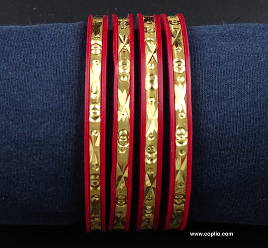 Gold Plated Pola Bangle, Set of 4