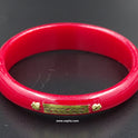 Gold Plated Floral Design Dark Red Pola Thick Bangle. ( One Bangle)