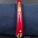 Gold Plated Floral Design Dark Red Pola Thick Bangle. ( One Bangle)