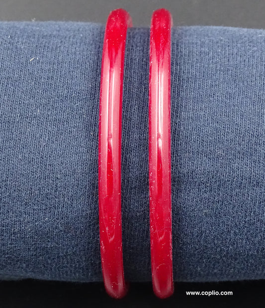 Traditional Bengali Plain Pola Bangle, Dark Red (Thickness 5mm)