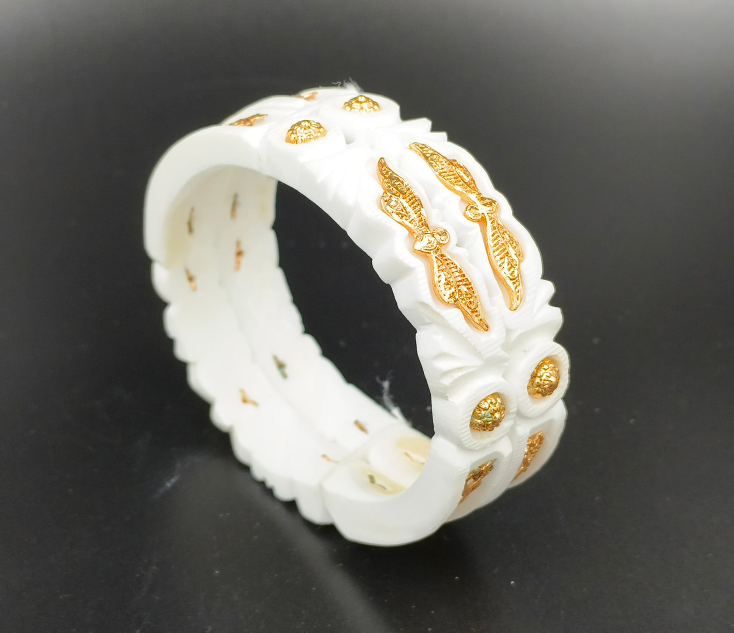 Centorganic Gold Plated sakha pola bangle, Butterfly design original one pair of sakha(Design code: CSBG71)