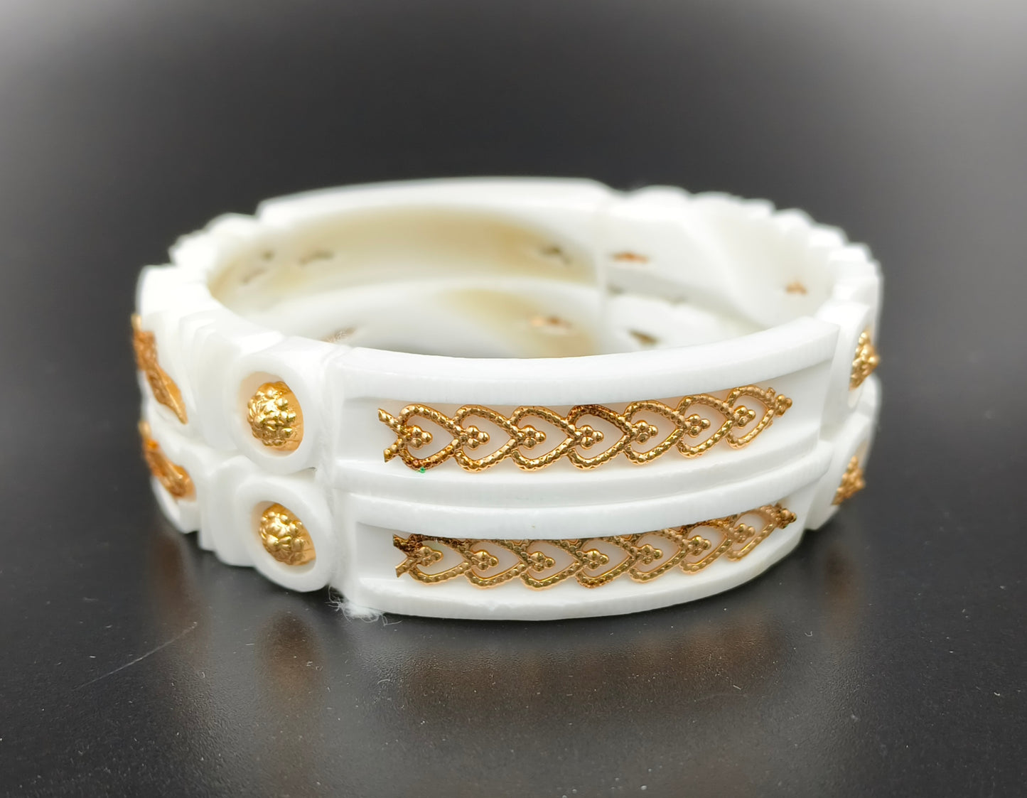 Centorganic Gold Plated sakha pola bangle, Butterfly design original one pair of sakha(Design code: CSBG71)