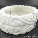 Centorganic Mota Sakha Bangle for women, Full Peacock Design, One pair of thick conch shell bangle (Design Code: CMS07)