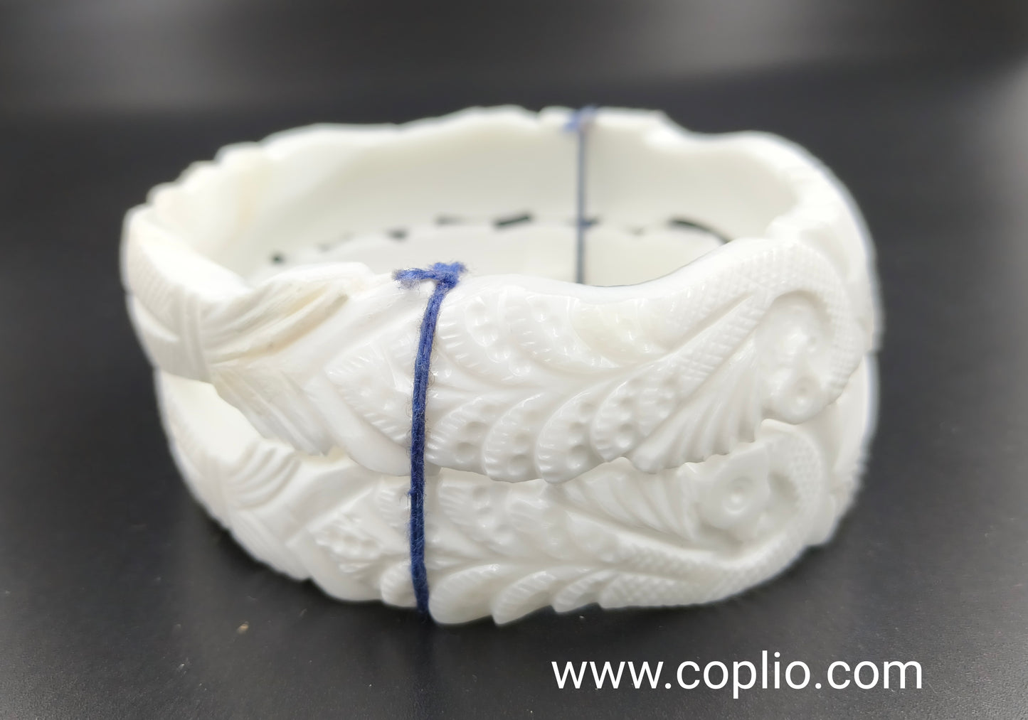 Centorganic Mota Sakha Bangle for women, Full Fish and Peacock Design, One pair of thick conch shell bangle (Design Code: CMS08)