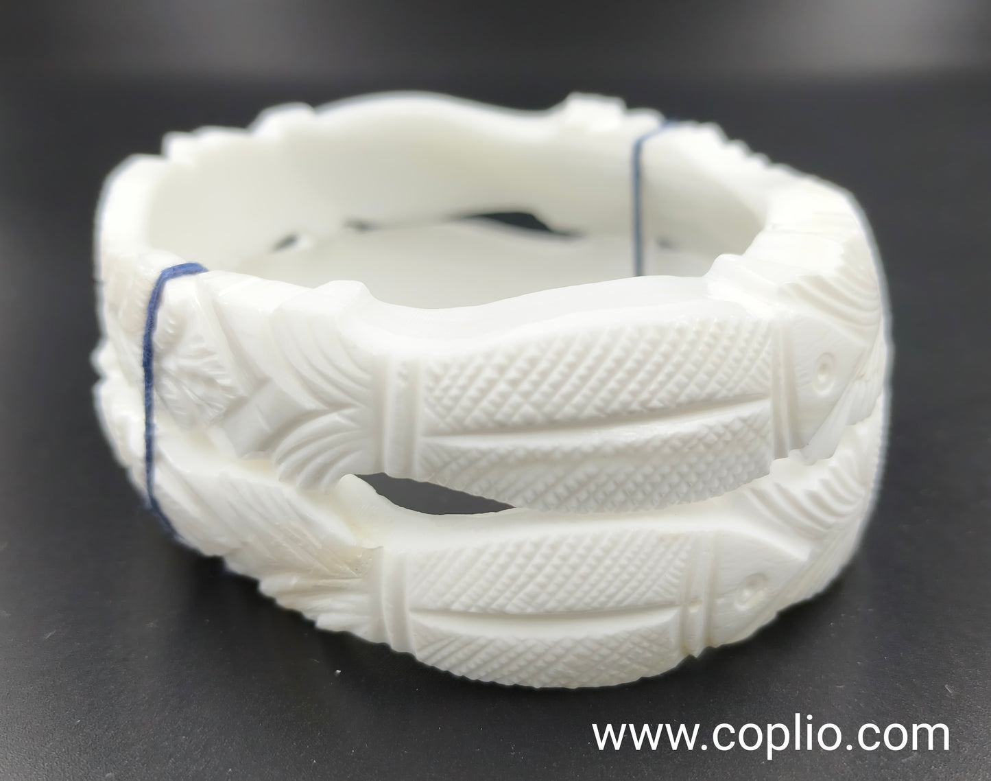 Centorganic Mota Sakha Bangle for women, Full Fish and Peacock Design, One pair of thick conch shell bangle (Design Code: CMS08)