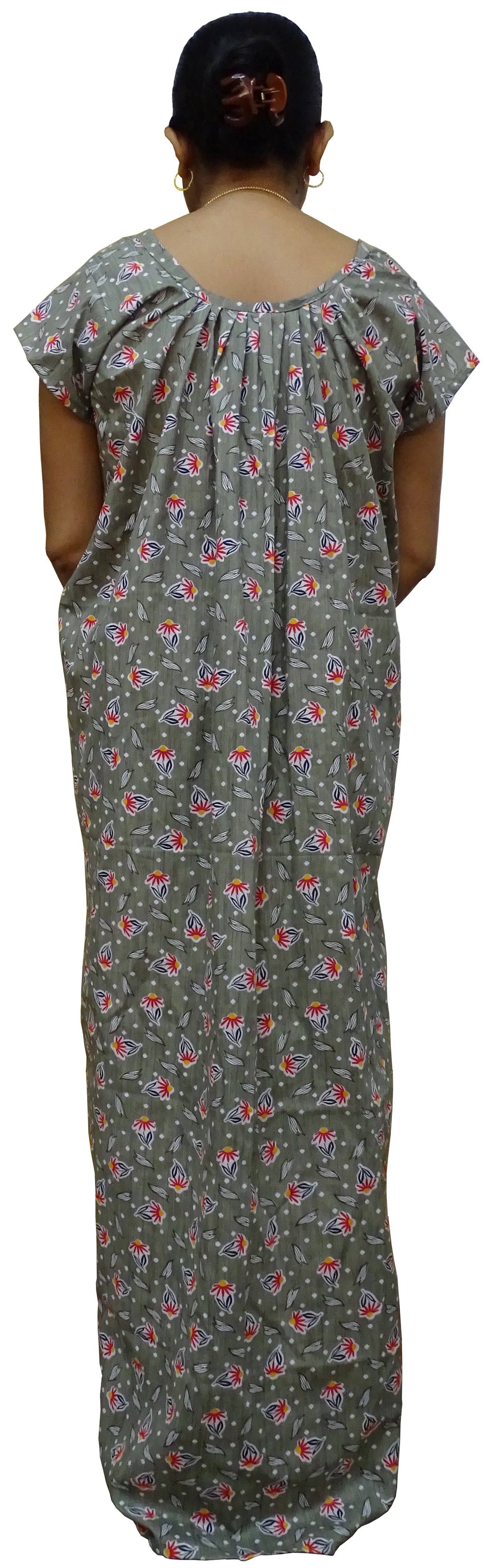 Nighty for Women Cotton Printed, Free Size, Grey Colour (Pack of 1)