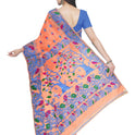 Dhakai Soft Jamdani Bengal saree for women Peach Colour, All Over Weaving Botgach Design