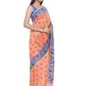 Dhakai Soft Jamdani Bengal saree for women Peach Colour, All Over Weaving Botgach Design