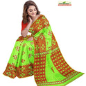Dhakai Soft Jamdani Bengal saree for women Light Green and Red Combination, All over red thread Design