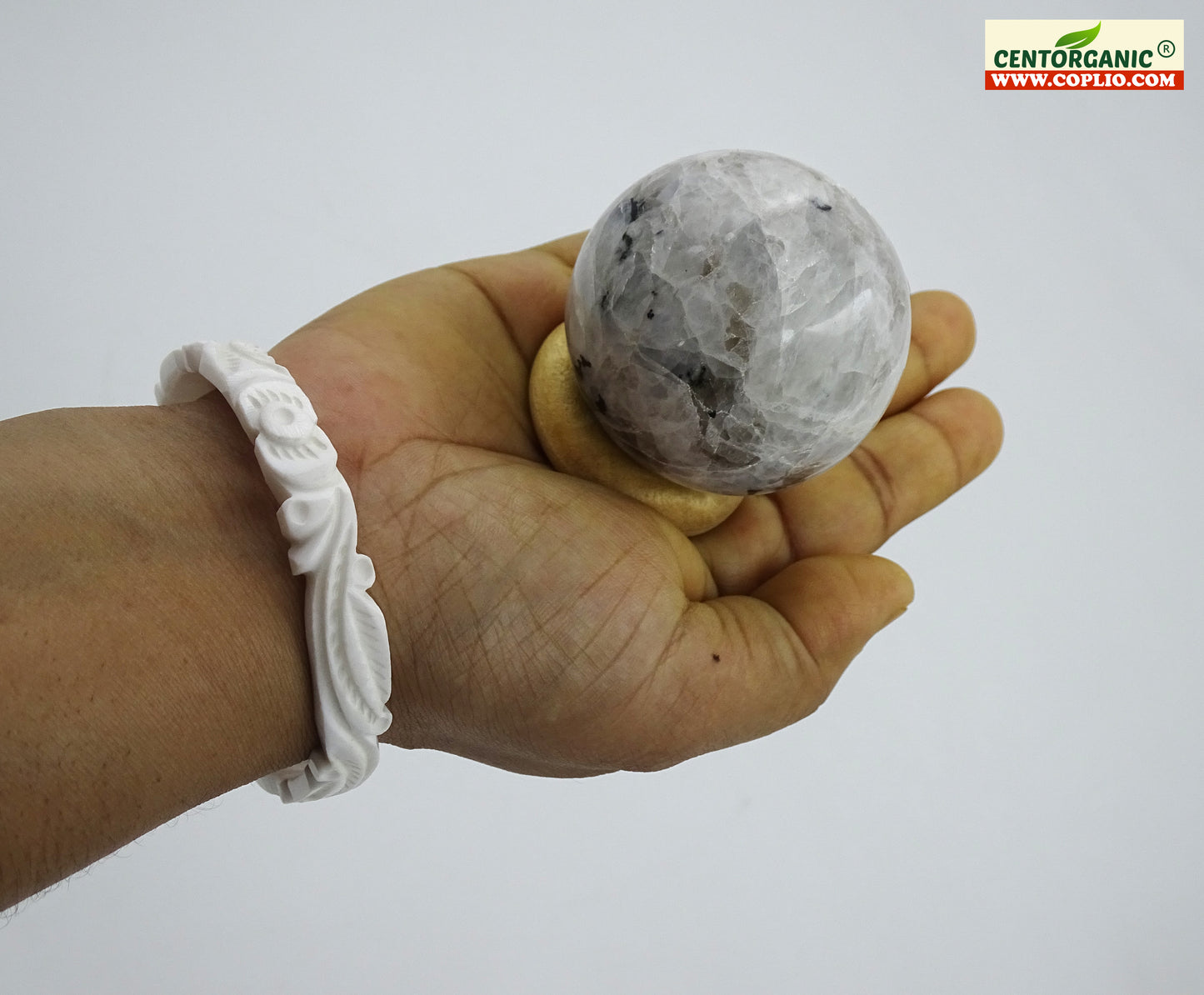 Centorganic Rainbow Moonstone Sphere Ball, Natural Rainbow Moonstone Polished Stones, Polished Reiki Crystal Ball, Rainbow Moonstone Healing Globe, Reiki semi-precious Stones Crystal 50mm Size (200-250 Gms Weight)