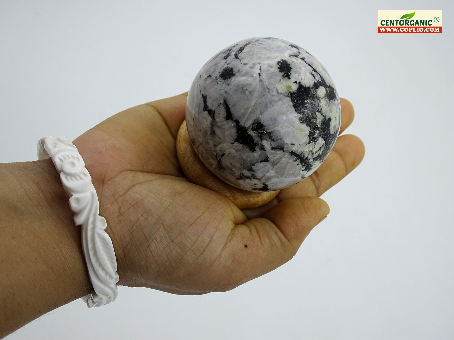 Centorganic Rainbow Moonstone Sphere Ball, Natural Rainbow Moonstone Polished Stones, Polished Reiki Crystal Ball, Rainbow Moonstone Healing Globe, Reiki semi-precious Stones Crystal 60mm Size (300-350 Gms Weight)