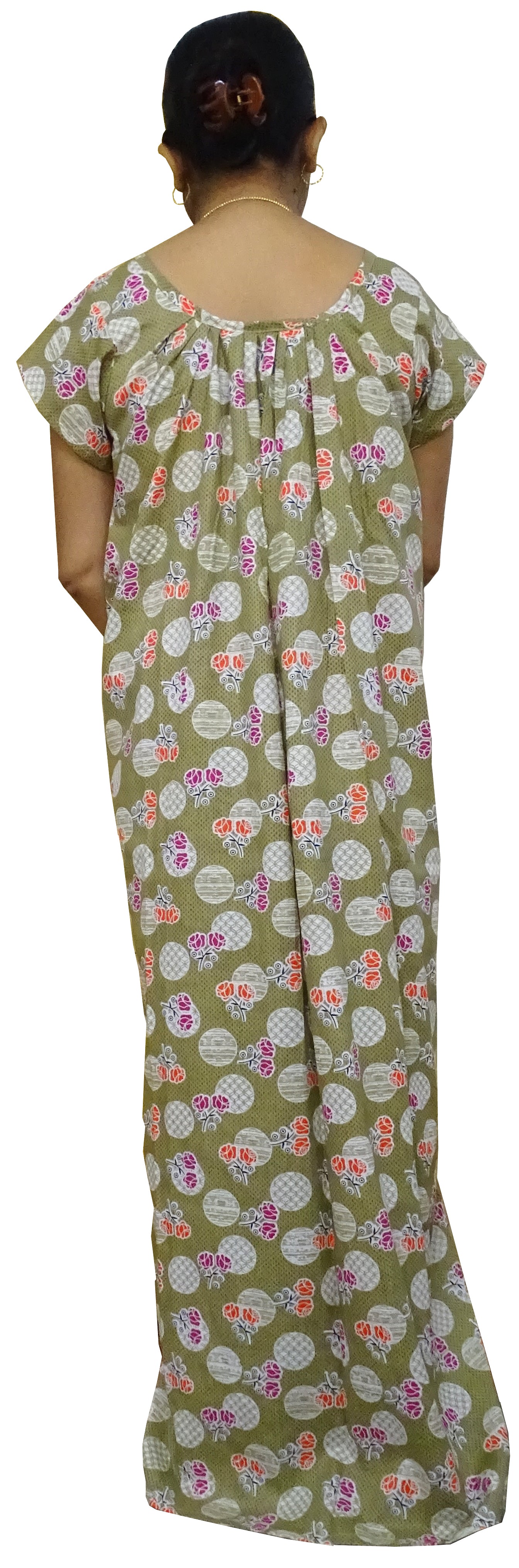 Nighty for Women Cotton Printed, Free Size, Rose Print (Pack of 1)