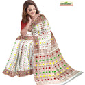 Dhakai Soft Jamdani Bengal saree for women White Colour, All Over Weaving Copper Zari Design Jamdani
