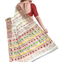 Dhakai Soft Jamdani Bengal saree for women White Colour, All Over Weaving Copper Zari Design Jamdani