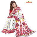 Dhakai Soft Jamdani Bengal saree for women White and Red Combination, All over Floral Design