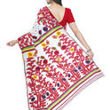Dhakai Soft Jamdani Bengal saree for women White and Red Combination, All over Floral Design