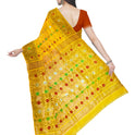 Dhakai Soft Jamdani Bengal saree for women Yellow Colour, All Over Weaving Copper Zari Design Jamdani