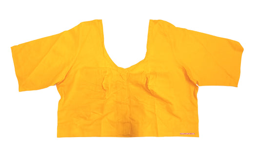 XYZ Earth Fashion Women's Blouse Rubia Soft Cotton, Half Sleeve, Readymade, Round Neck, Front Hook, Yellow colour.