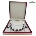 Centorganic - Semi Precious Gemstone Crystal Beads Necklace with Earring ,Lapis Lazuli Stone chip and white Jade length 16" Mala for Girl and Women Fashion Jewellery, with beautiful jewellery box for gifting.