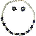 Centorganic - Semi Precious Gemstone Crystal Beads Necklace with Earring ,Lapis Lazuli Stone chip and white Jade length 16" Mala for Girl and Women Fashion Jewellery, with beautiful jewellery box for gifting.