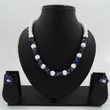 Centorganic - Semi Precious Gemstone Crystal Beads Necklace with Earring ,Lapis Lazuli Stone chip and white Jade length 16" Mala for Girl and Women Fashion Jewellery, with beautiful jewellery box for gifting.