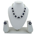 Centorganic - Semi Precious Gemstone Crystal Beads Necklace with Earring ,Lapis Lazuli Stone chip and white Jade length 16" Mala for Girl and Women Fashion Jewellery, with beautiful jewellery box for gifting.