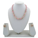 Centorganic - Semi Precious Gemstone Crystal Beads Necklace with Earring ,Rose Quartz Stone chip, round bead of 10mm, 8mm and length 16" Mala for Girl and Women Fashion Jewellery, with beautiful jewellery box for gifting.