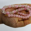 Centorganic - Semi Precious Gemstone Crystal Beads Necklace with Earring ,Rose Quartz Stone chip, round bead of 10mm, 8mm and length 16" Mala for Girl and Women Fashion Jewellery, with beautiful jewellery box for gifting.